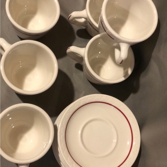 1952 Syracuse Econo Rim Cardinal China Restaurant Ware Railroad 6 Cups & Saucers - Picture 3 of 12